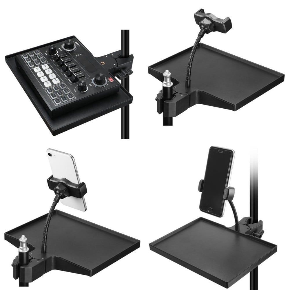 AFQH Sound Card Tray With Mobile Mobile Phone Clip for Mic Stand Live Tripod Bracket