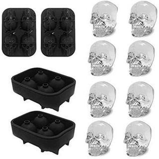 HAVOER Extra Large 3D Skull Ice Cube Mold - Flexible Silicone Skull Ice Maker Mold for Whiskey - 4 Cavity Skull Ice Cube Tray with Funnel - Skull