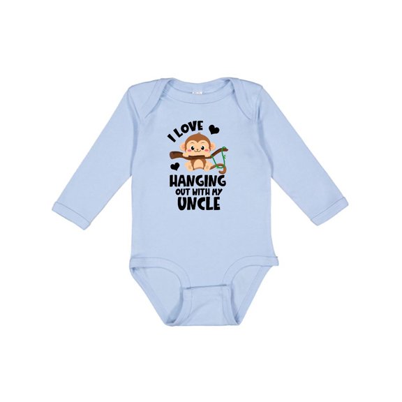 Inktastic Monkey I Love Hanging out with My Uncle Boys or Girls Long Sleeve Baby Bodysuit
