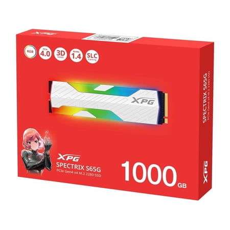 XPG SPECTRIX S65G 1TB Gen4 NVMe SSD with RGB Heatsink Up to 6,000 MB/s, PCIe 4 x4 M.2 2280 SSD, Internal Solid State Drive SSPECTRIXS65G-1000G-CI