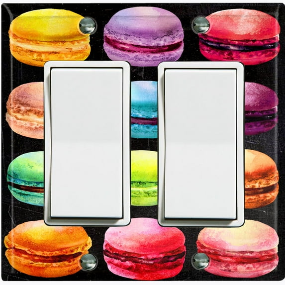 Metal Light Switch Plate Cover Colorful Macarons French Desserts CAK018