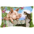 thumbnail image 1 of Pig at the Gate with the Cat Fabric Decorative Pillow, 1 of 1