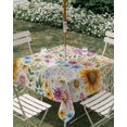 thumbnail image 3 of Square Outdoor Tablecloth with Umbrella Hole Sunflower Vintage Outside Table Cloth Waterproof Patio Table Cover Colorful Flowers Summer Botanical Retro Art Zipper Tablecloths for Picnic 54x54 Inch, 3 of 8