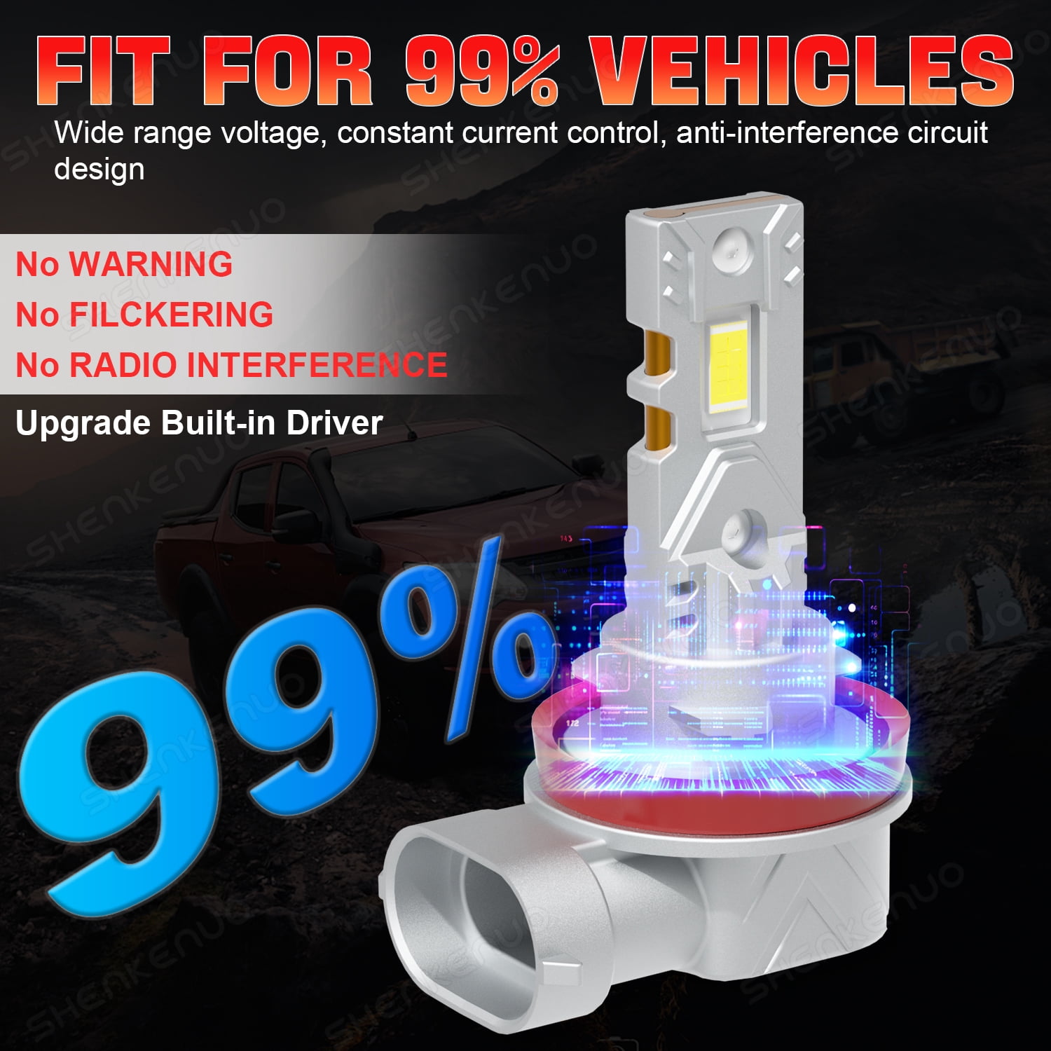 For Ford Fiesta 2014 2015 2016 H1+H11 LED Headlight High Low Beam Bulbs 4pcs