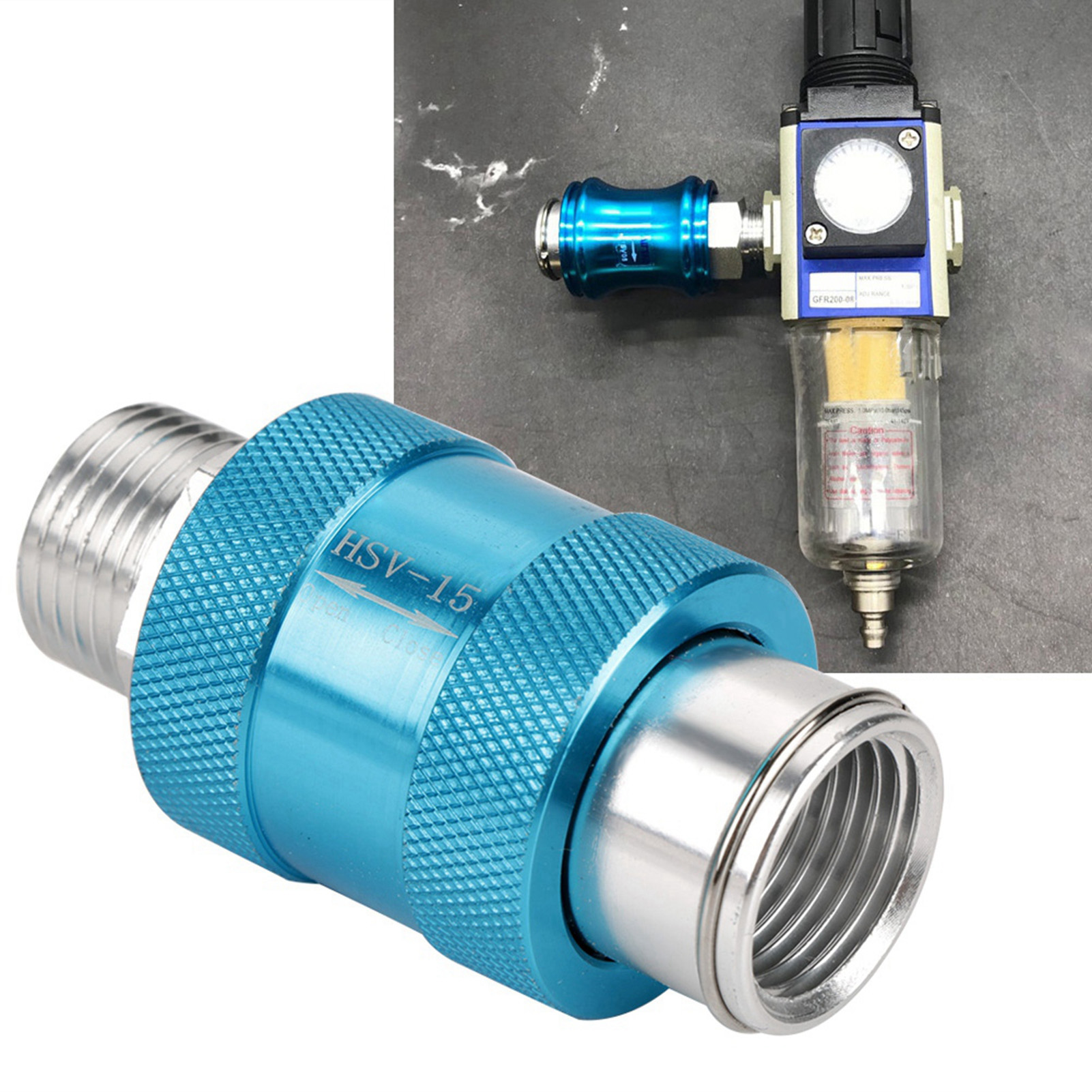Valvola A Scorrimento Manuale HSV-15 In Alluminio – Filettatura G1/2, Controllo Flusso Aria Per Impianti Pneumatici, Blu