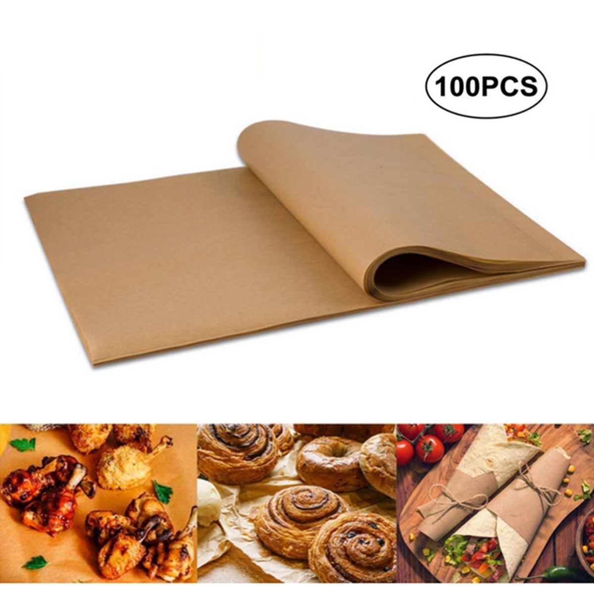 100Pc Non-Stick Parchment Paper Sheets Precut Unbleached Baking Paper Kitchen. 