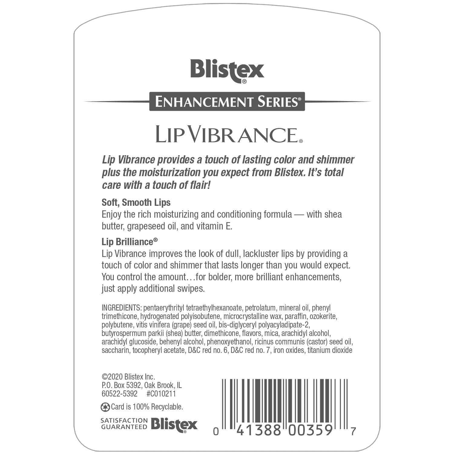 Blistex Lip Vibrance, Lip Protectant, SPF 15 0.13 oz (Pack of 6)