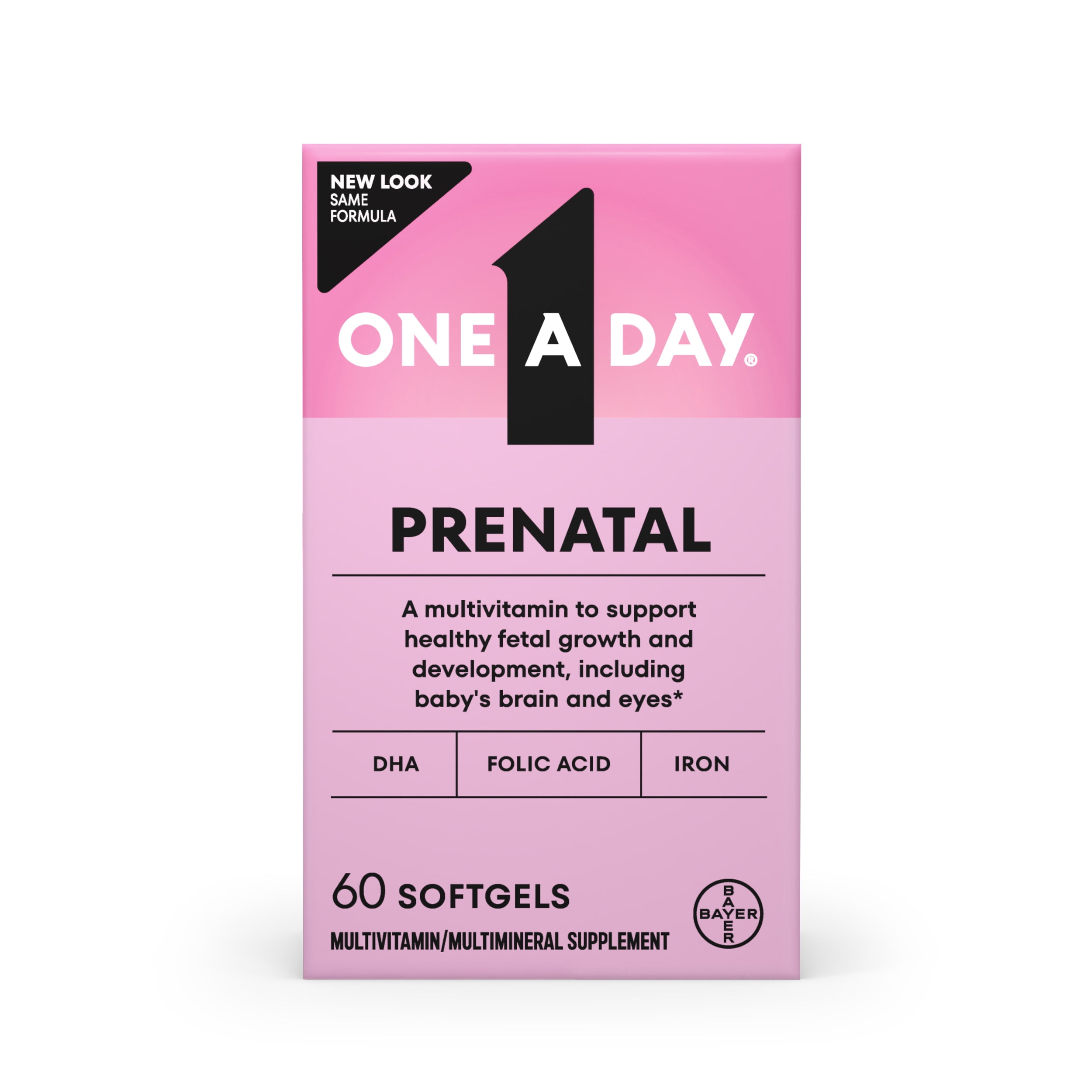 One A Day Women's Prenatal Multivitamin with Folic Acid, DHA and Iron, 60 Ct