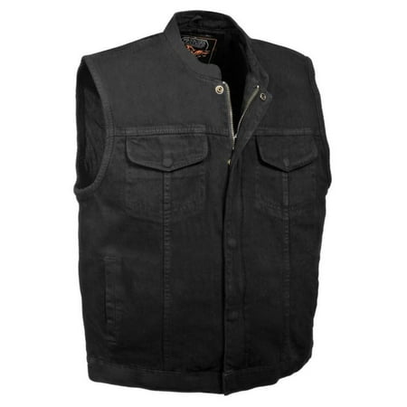 Hidden Snap - Milwaukee Leather Men's Concealed Snap Denim Club Vest w/ Hidden Zipper Black