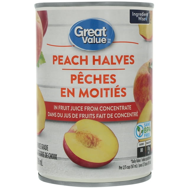 Great Value Peach Halves in Fruit Juice from Concentrate