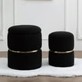 thumbnail image 6 of Falvinoryn Round Storage Ottoman Faux Fur Upholstered Vanity Stool for Livingroom,Bedroom, Pack of 2, Black, 6 of 8
