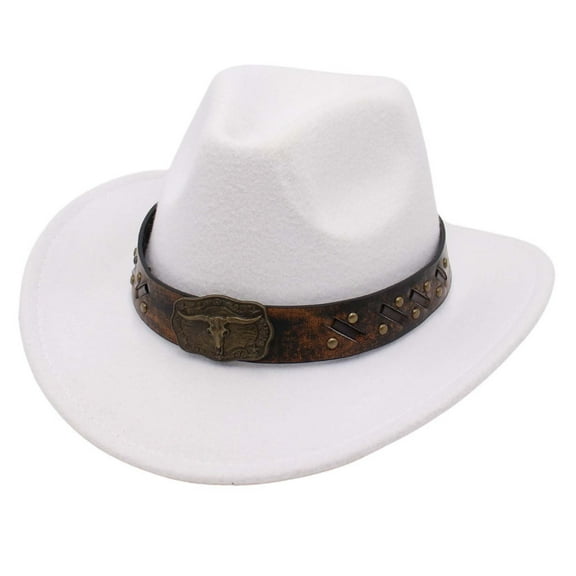 Womens Cowboy Hats White Hats Straw Cowboy Hats Wide Brim Western Cowboy Cowgirl Hats One Size