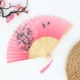 thumbnail image 2 of Elegant Handcrafted Bamboo And Silk Folding Fan With Floral Design And Tassel For Weddings And Parties, 2 of 6