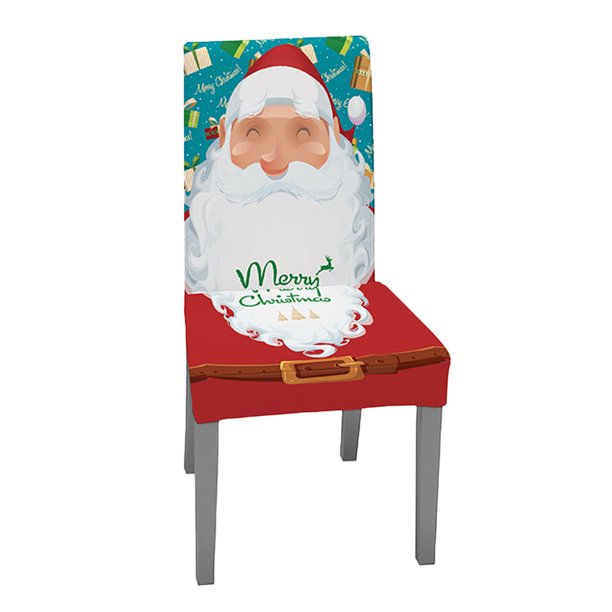 Cubierta de silla temática navideña Restaurante en casa Silla de comedor Adorno navideño de tela impresa, Papá Noel Eigraketly HA9099-04B