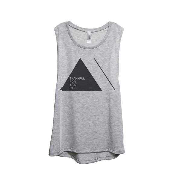 Thread Tank Thankful Life Women's Sleeveless Muscle Tank Top Sport Grey Small