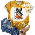 thumbnail image 5 of Women Graphic Tees Cartoon Printed Round Neck Short Sleeve T Shirt Halloween T Shirt Tops, 5 of 6