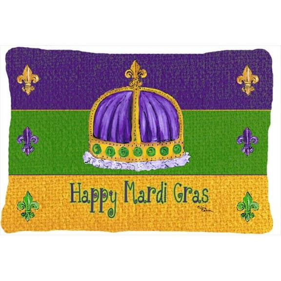 Carolines Treasures 8385PW1216 Mardi Gras Indoor & Outdoor Decorative Fabric Pillow - 12 x 16 in.