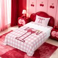 thumbnail image 5 of meiyoeat Pink Checkered Initial T Twin Sheets,Bowknot Cherry Monogrammed Print Bedding For Girl,3 Pieces,1 Fitted Sheet and 1 Pillowcase, 5 of 6