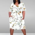 thumbnail image 2 of RQYYD Plus Size Tshirt Dress for Women Floral Print High Waist Soft Comfy Casual Fit City Walk Sundress with Pockets, 2 of 5