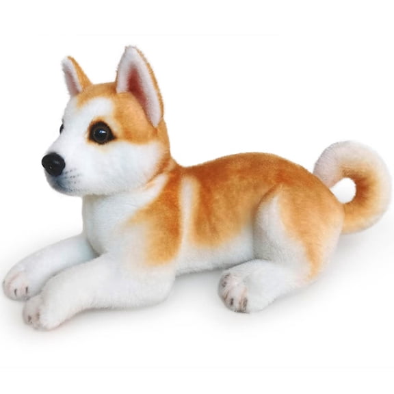 Lifelike Corgi Akita Stuffed Animals Puppy Toy Realistic Shiba Inu Dog Chubby Anime Pillow Super Soft Corgi Puppy Toy Plush Cute Pup Dolls Gifts,11.8Inch