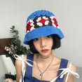 thumbnail image 4 of CoCopeaunts Womens Crochet Flower Bucket Hat Handmade Knitted Fishermen Cap Floppy Panama Caps Outdoor Foldable Sunscreen Hat Femme Sun Bob, 4 of 6
