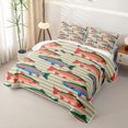 thumbnail image 3 of Manfei Whimsical Trout Quilt Full, Simple Stripe Abstract Full Bedspread Sets, Green Pink Orange, 3-Piece, 1 Coverlet and 2 Pillowcases, 3 of 7