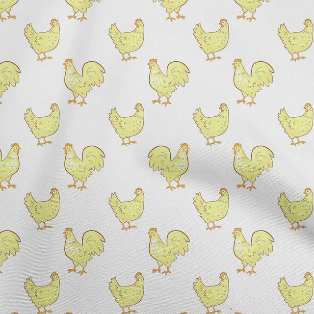 oneOone Cotton Flex Medium Yellow Fabric Rooster Cock Craft Projects Decor Fabric Printed By The Yard 40 Inch Wide