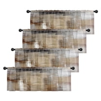 4 Pack Valances Window Treatments, Abstract Modern Art Blackout Drapes Adjustable Curtain for Windows Living Room Kitchen Over Sink, 18x52 Inch Rod Pocket, Brown