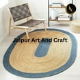 thumbnail image 2 of Jaipur Art And Craft Braided Oval Shape Handmade Jute Area Rug with Blue Border Design for Living Room Rug Size - (8x10 Sq Feet), (96x120 Inches), (240x300 CM), 2 of 6