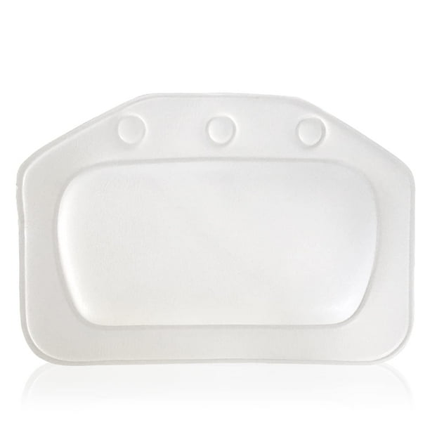 Almohada de bañera, almohada de baño de lujo con ventosas antideslizantes, almohadas de baño de PVC impermeables para cabeza y cuello, se adapta a todas las bañeras y spas domésticos, color blanco