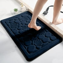 Super Absorbent Bathroom Floor Mat | Ultra Soft & Quick-Dry Golden Turtle Velvet | Non-Slip Backing for Safety | Washable & Durable | 40X60Cm Navy Blue Bath Rug for Tub & Sink Areas
