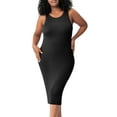 thumbnail image 4 of ZAXARRA Robe Midi d'Été pour Femmes Sans Manches Col Rond Couleur Unie Robe Tricotée Vacances Plage, 4 of 5