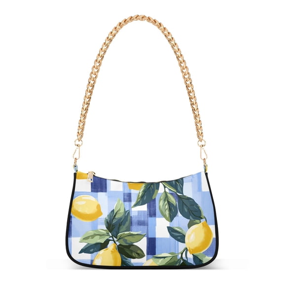 FORMRS Womens Shoulder Bag with Chain Strap Clutch Purse Cute Tote Handbag, Cartoon Lemon Leaves