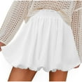 thumbnail image 2 of Jinhomg Womens Bubble Mini Skirt Cute Ruffled Hem Pleated Skirts Casual Comfy Elastic High Waist Summer Skirt 2025 Fashion Going Out Y2k Skirt White S, 2 of 4