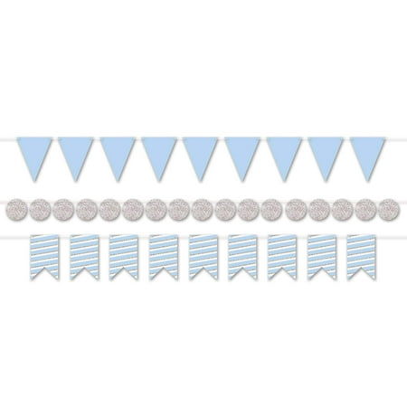 Beistle 53588 Mini Streamer Kit, 2"‚Äì6" x 18', Blue/Silver