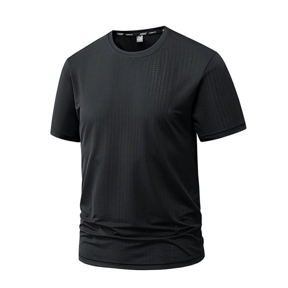 USNSM (M-5XL) Big and Tall Mens Quick Dry T-Shirts Cooling Moisture-Wicking Tees Loose Fit Short Sleeve Stretch Tops Athletic Workout Gym Tees Black XXXXL