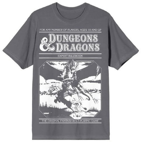 Dungeons & Dragons Cover Art Men's Charcoal Crew Neck Short Sleeve T-shirt-Medium