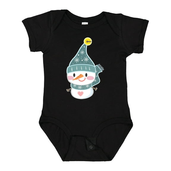 Inktastic Cute Christmas Snowman in Blue Hat and Scarf Boys or Girls Baby Bodysuit