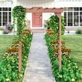 thumbnail image 2 of 63Inch Wooden Garden Arbor with Hanging Roof, Wood Pergola  with Side Climbing Trellis, Wedding Ceremony Decoration for Backyard, Lawn, Party, Brown, 2 of 8