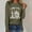 Army Green, variant on T Shirt for Women Vintage Aztec Graphic Long Sleeved Crew Neck Tunic Tops Fashion Casual Soft Comfortable Daily Wear Pullover Blouses