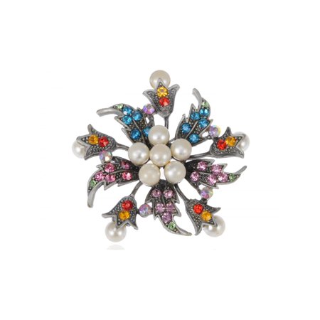 - Holiday Flower Wreath Faux Pearl Rhinestone Fashion Costume Jewelry Pin Brooch