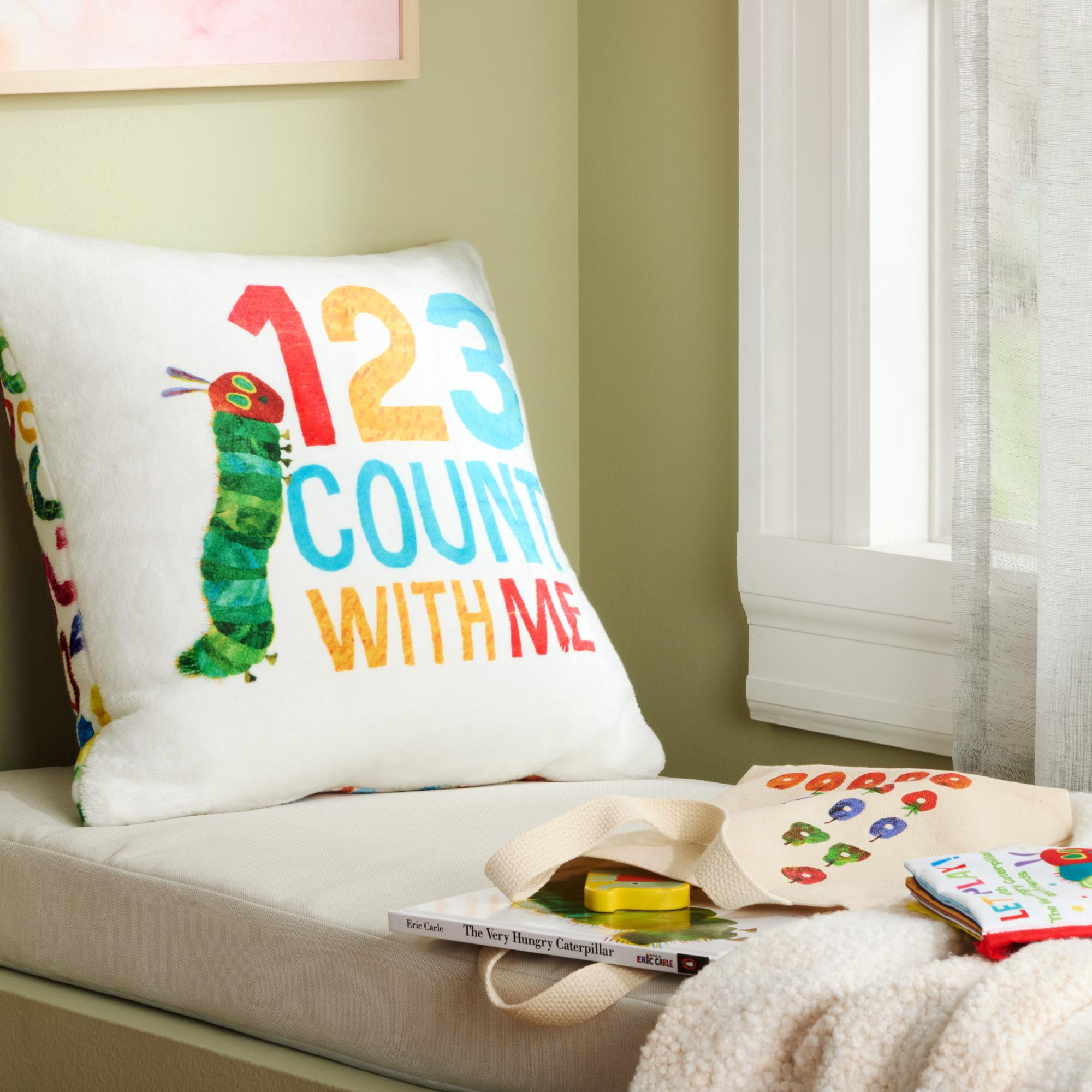 Eric Carle Washable 123 Count With Me Toddler Pillow, Multicolored, 18"x18"