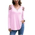 thumbnail image 2 of Lilgiuy Women Casual Long Sleeve V-Neck Zipper Hollow Out T-Shirt Blouse Tops Work Wear, 2 of 4