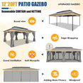 thumbnail image 3 of COBIZI Outdoor Gazebo 12x20 Patio Gazebo with Netting and Curtains Waterproof Gazebo with Double Roof Large Backyard Gazebo with Metal Steel Frame for Backyard, Lawn, Party, Garden, Gray, 3 of 11