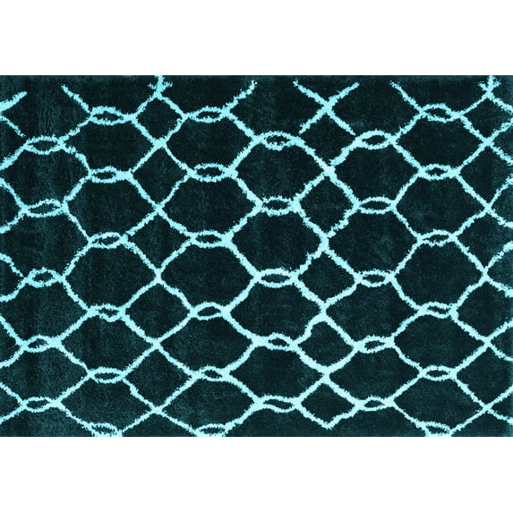 Ahgly Company Indoor Rectangle Trellis Light Blue Modern Area Rugs, 8' x 10'
