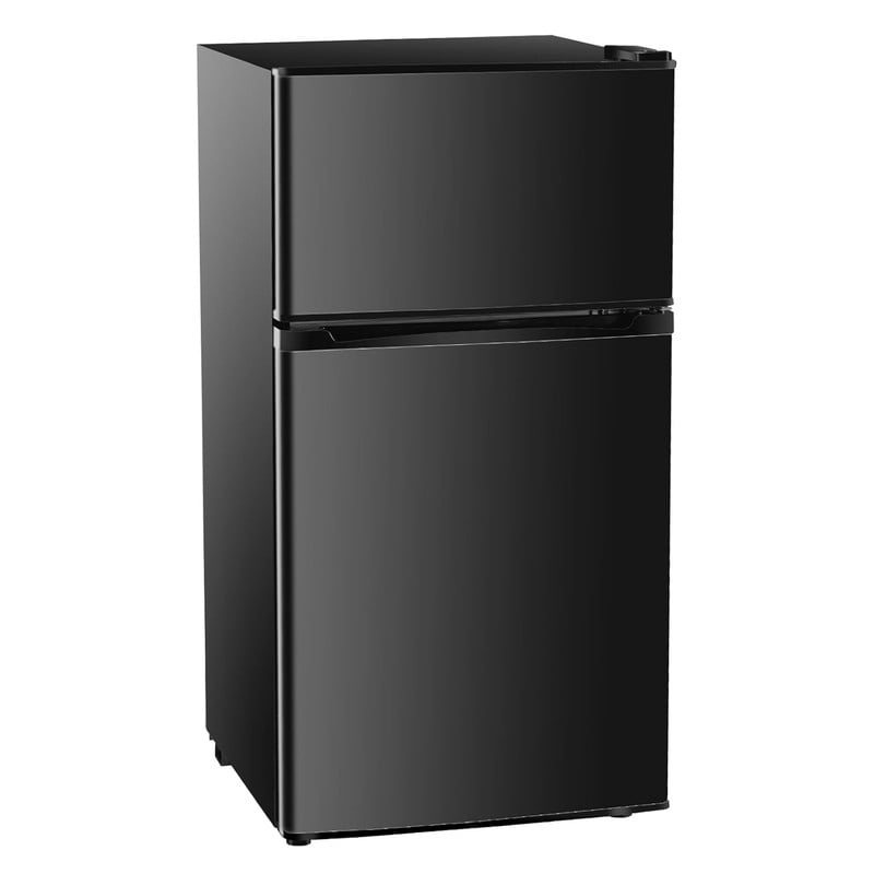Simenmax Two-Door Refrigerator with Freezer, 3.2 Cu.Ft Mini Fridge Ultra-Quiet Fridge for Bedroom, Dorm, Office,Black