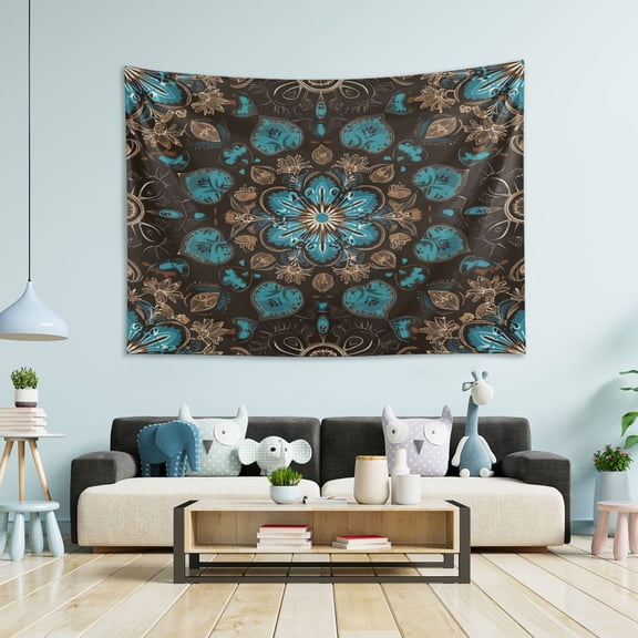 Wobogo Turquoise Mandalas Tapestry 60×40in Home Living Room Bedroom Wall Hanging Ornaments