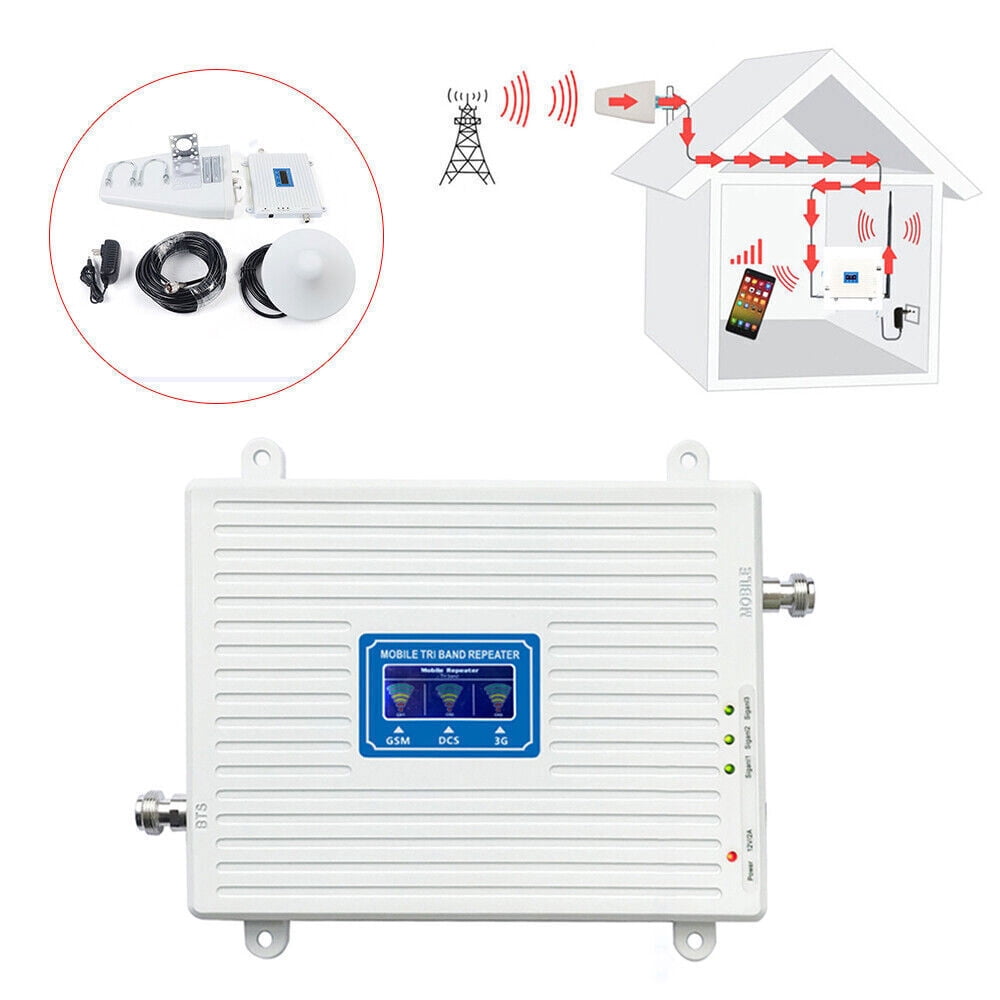 Mobile Signal Booster Amplifier 900/1800/2100 Gsm Dcs 2g/3g/4g Lte & Antenna Kit