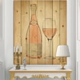 thumbnail image 2 of Designart 'Glam Sparkling Rose Wine With Glass' Glam Print on Natural Pine Wood, 2 of 3