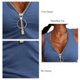 thumbnail image 3 of Camiseta sin mangas de punto acanalado con cuello en V para mujer, camiseta informal con cremallera frontal, camiseta sin mangas, Top ajustado de verano, 3 of 5
